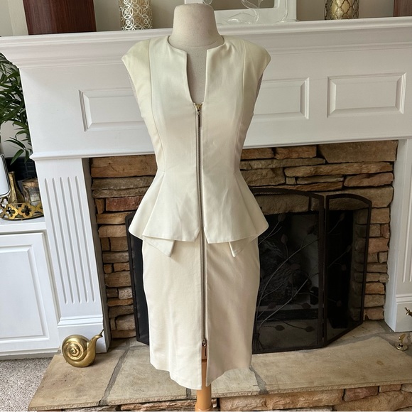 Ted Baker Jamthun Structured Zip Detail Dress cream Ted Size 1 - Picture 6 of 16